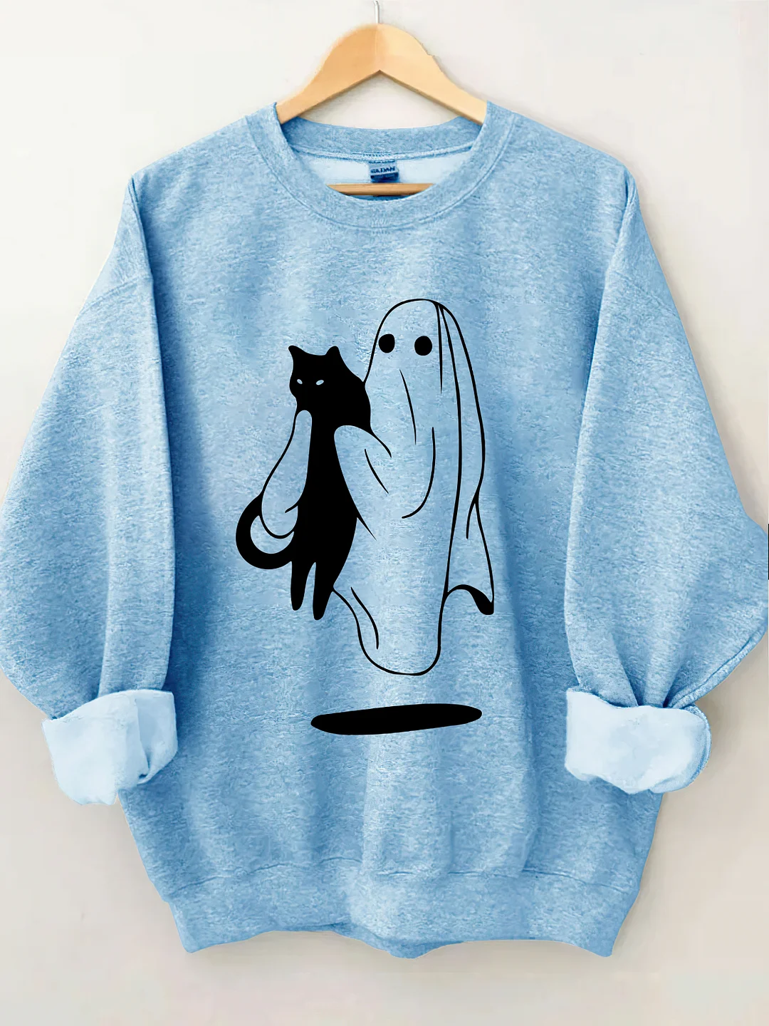 Ghost Carrying Black Cat Halloween Sweatshirt
