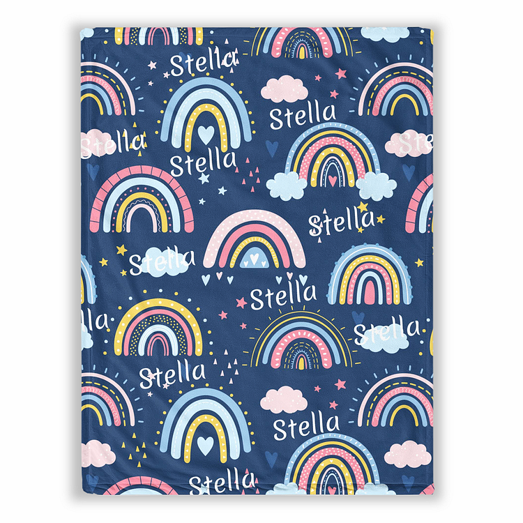 BlanketCute-Personalized Lovely Kid Rainbow Blanket with Your Kid's Name | 10