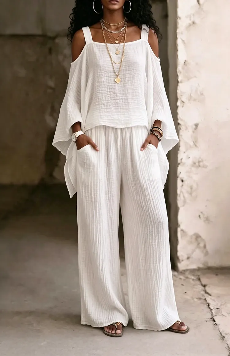 Women's 2-piece Cotton Linen Set: Loose Fit Summer Comfort