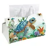 Ocean Turtle Floral DIY Diamond Painting PU Tissue Holder Box
