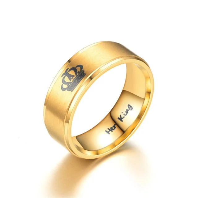 6mm Her King & His Queen Crowns Couples Rings