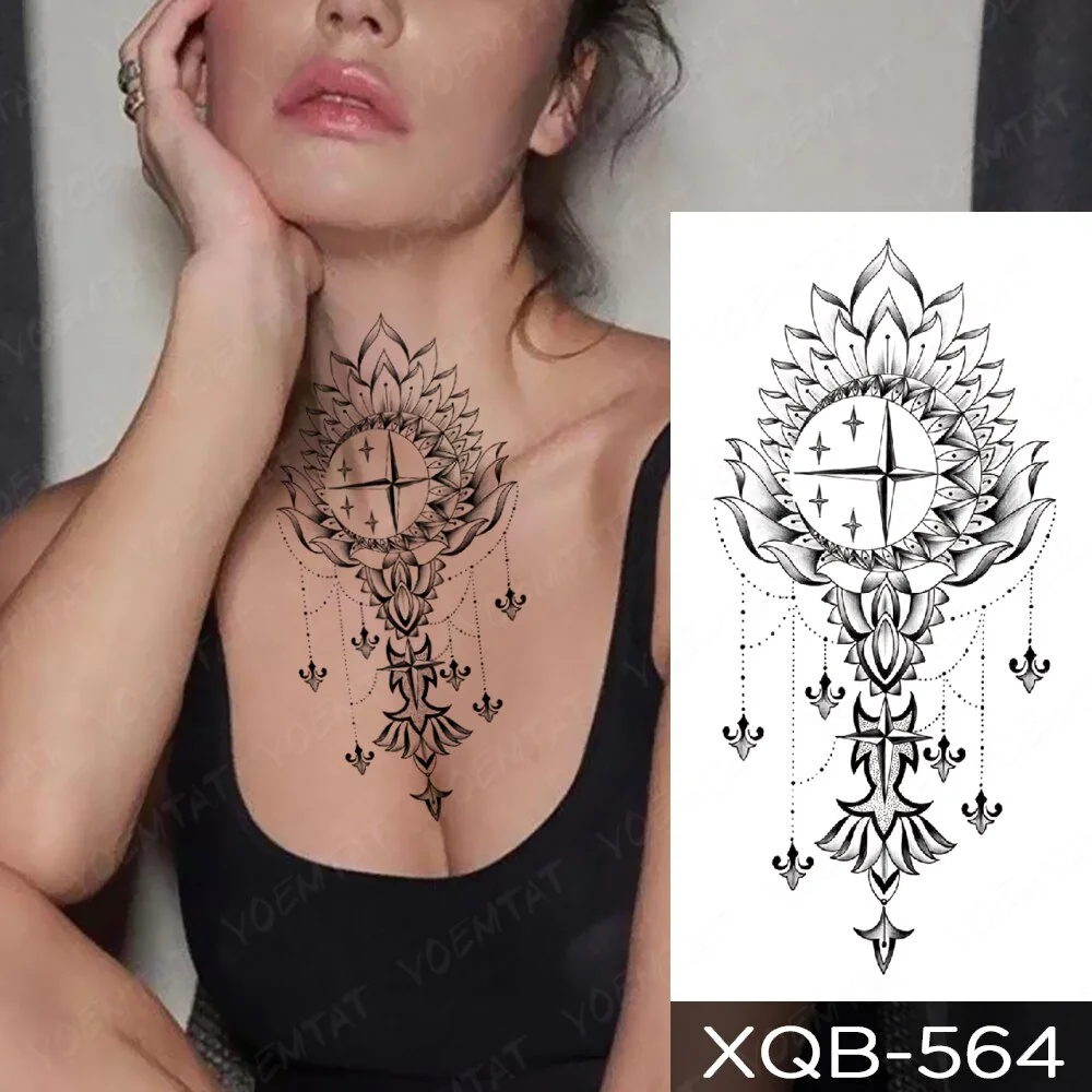 Sdrawing Temporary Tattoo Sticker Henna Mehndi Totem Flash Tatto Lotus Flower Hand Fingers Body Art Arm Fake Tatoo Men Women
