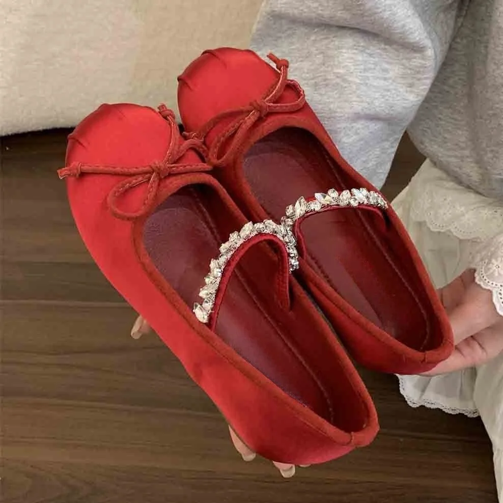 Breakj Breakj Height Raised Small Silk Satin Single Shoes Women 2025 New Spring And Autumn French Retro Ballet Style Thick-Soled Mary Treasure Shoes