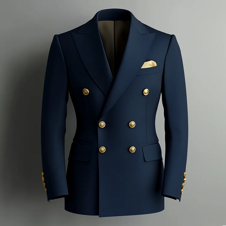 Okaywear Peaked Lapel Long Sleeve Double Breasted Chest Pocket Blazer 