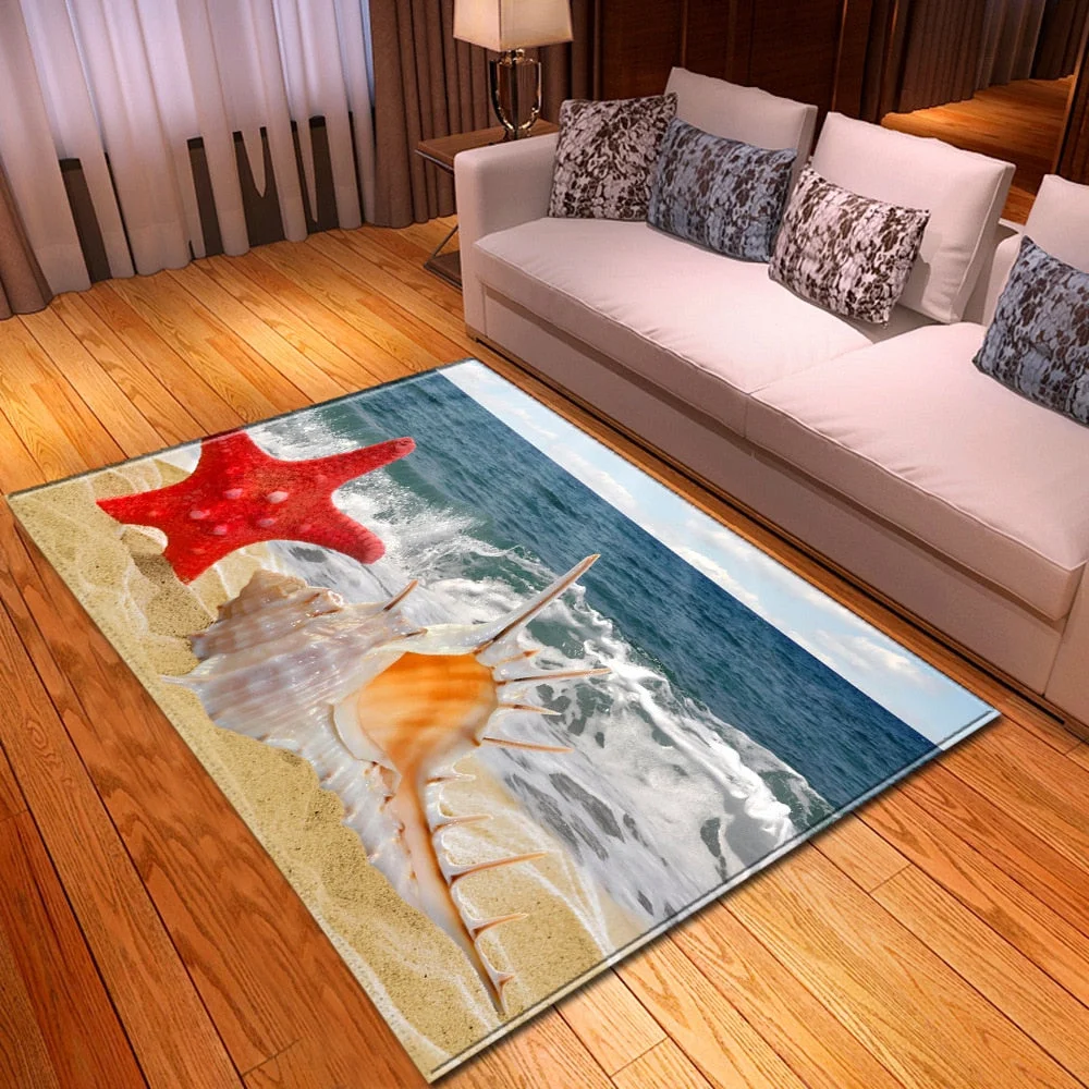 Living Room Sofa Carpet Home Bedroom Children's Decor Floor Rugs Seaside Pattern Coffee Table Hallway Balcony Kids Bedside Mat