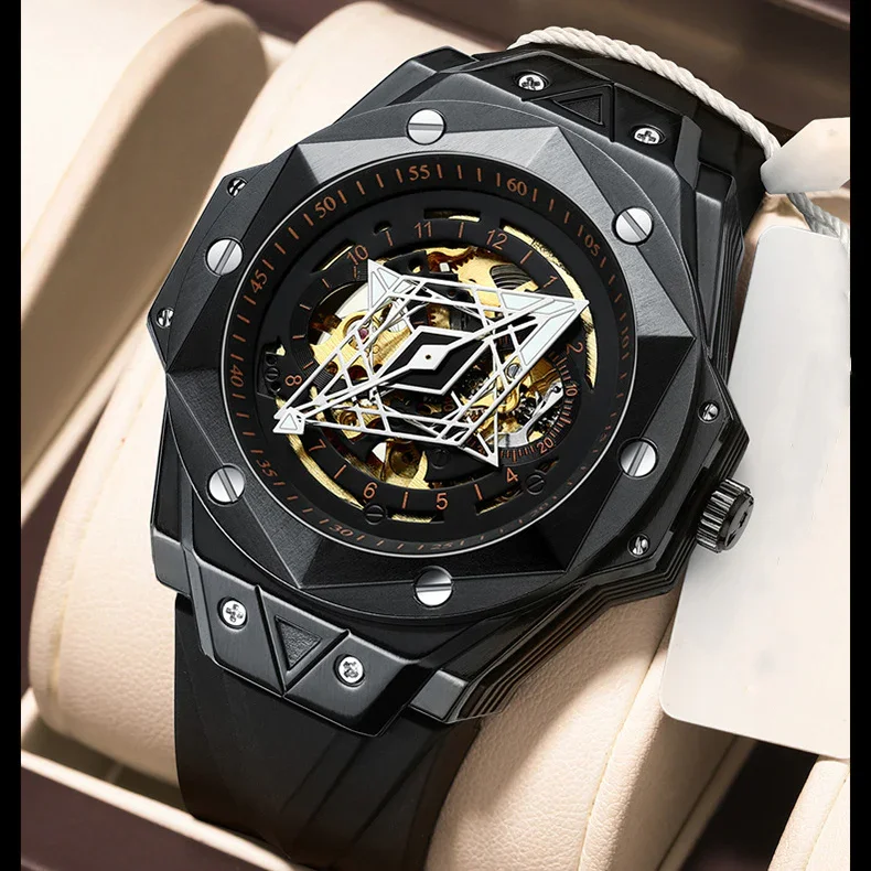 Fashion Men's Automatic Mechanical Watch Silicone Waterproof Sports Watch