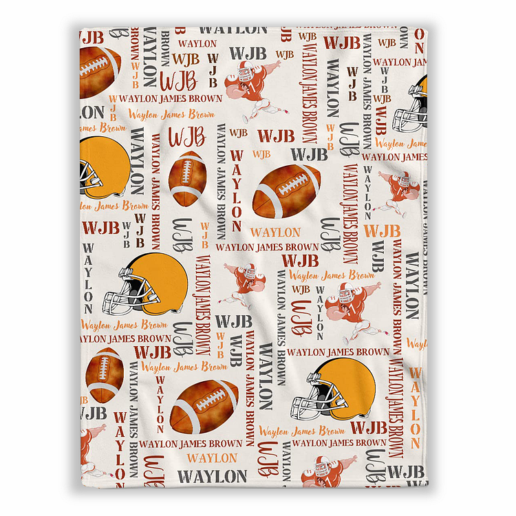 BlanketCute-Personalized Lovely Kid Football Blanket with Your Kid's Name | 01