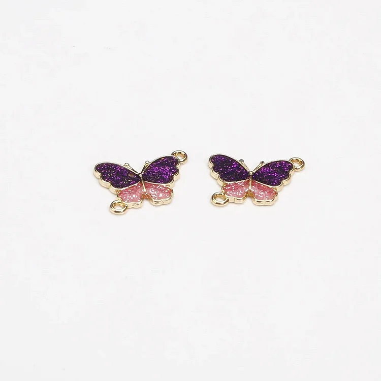 10pcs/Lot 19x16mm Butterfly Oil Enamel DIY Charms for Bag Earring Keychain Making Handmade Pendant