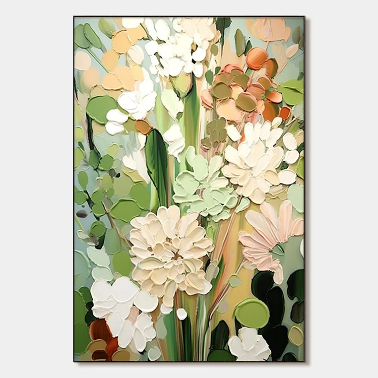 SERENE BLOSSOMS: Impressionist Floral Oil Painting（Canvas painting）