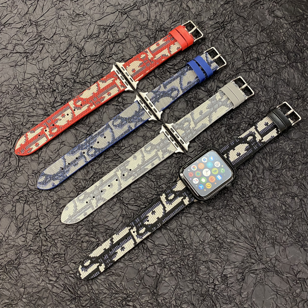Christian Dior Premium Jacquard Fabric Apple Watch Full Series Replacement Straps