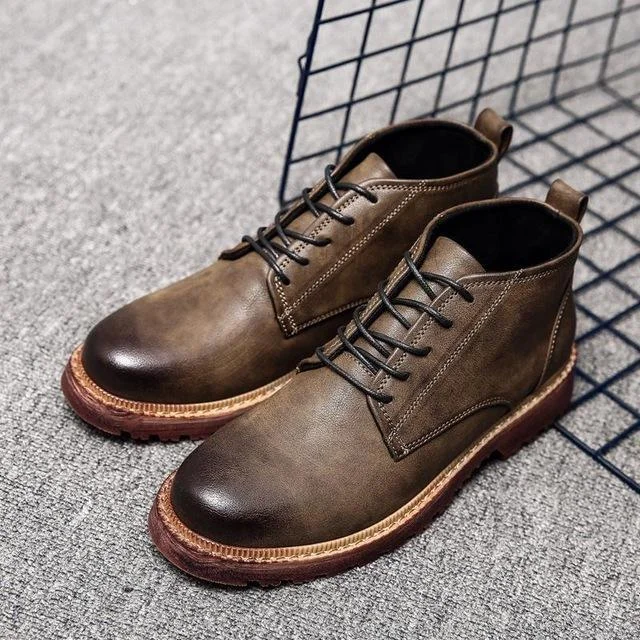 Leather Hight Top Warm Snow Boots Oxfords Plush Ankle Work Fur Men Boots | EGEMISS