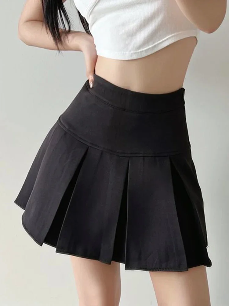 Oocharger High Waist Women Pleated Skirt Summer Fashion Jk Mini Skirts Korean School Uniform Black Grey Zipper Slim Girls Skirt