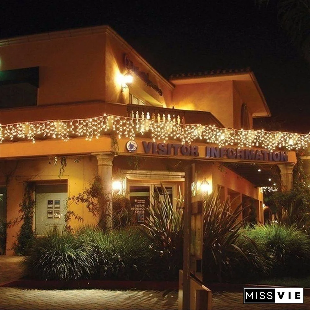 5M Christmas LED Curtain Icicle String Light Droop 0.4-0.6m Party Garden Stage Outdoor Waterproof Decorative Fairy Light