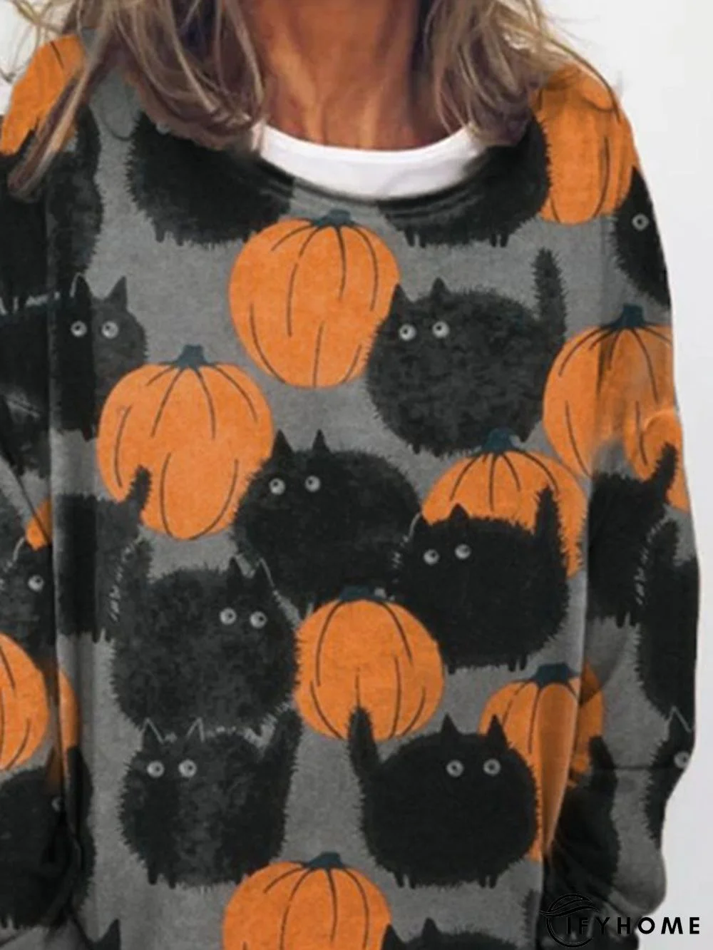 Halloween Crew Neck Long Sleeve Printed T-shirt | IFYHOME