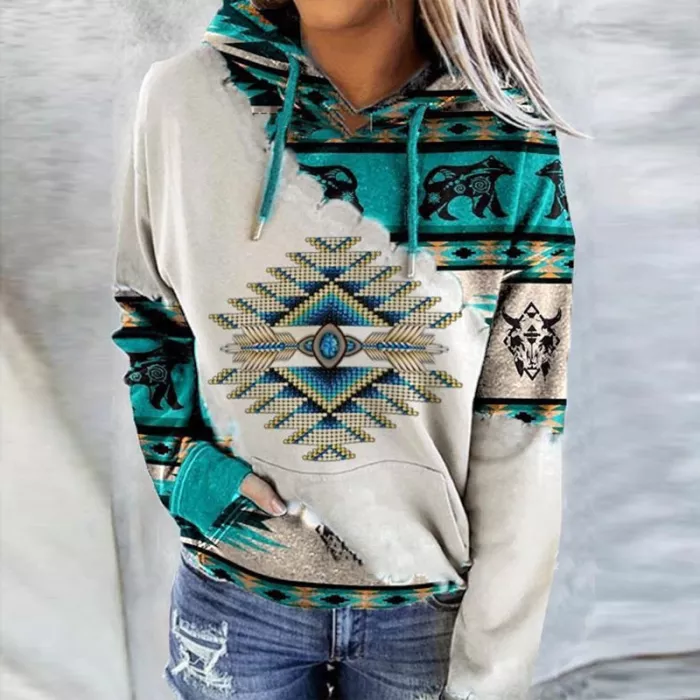 Women's Aztec Style Loose Hoodie Spring Wear