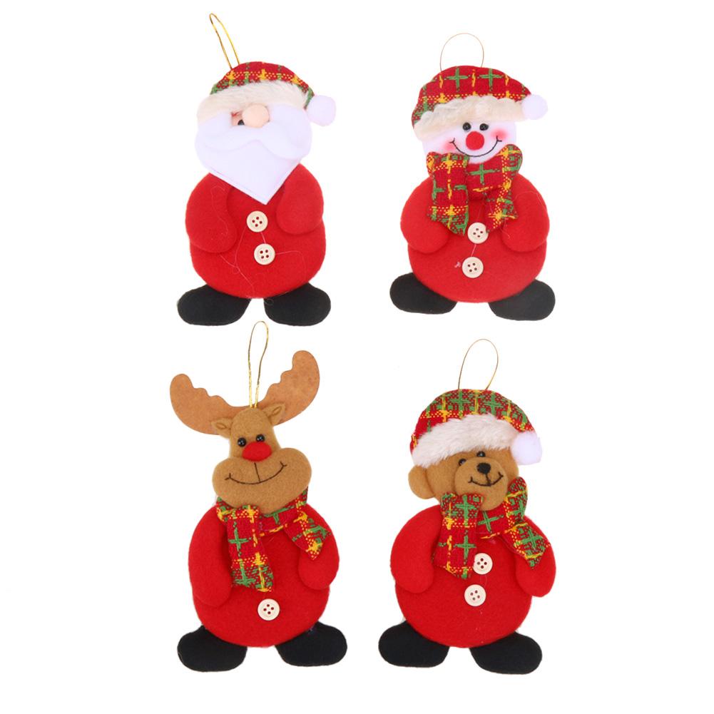 

4pcs Christmas Pendant Ornaments Santa Snowman Deer Beer Doll Window Decor, 501 Original