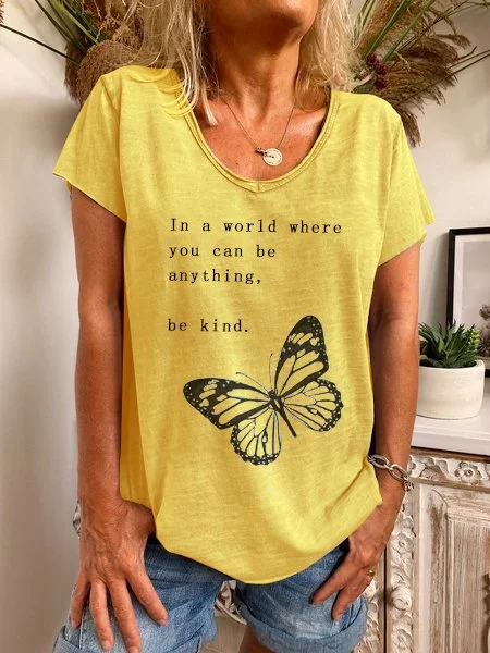 Yellow Casual V Neck Cotton Shirts & Tops