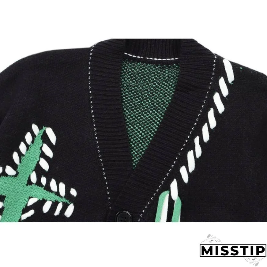 Tassel Star Pattern Cardigan Sweater