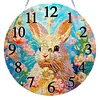 (US Local)2D Flat DIY Rabbit 5D Diamond Hanging Clock Art Craft for Living Room Decoration