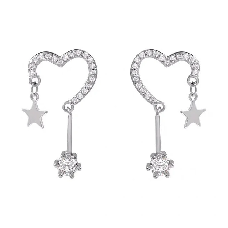 Kawaii Heart Star Tassel Earrings