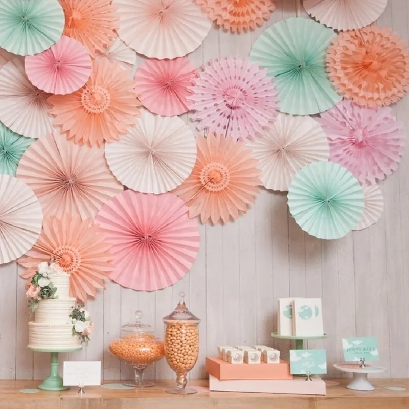 Decorative Wedding Party Paper Crafts 4 -12 Paper Fans DIY Hanging Tissue Paper Flower for Wedding Birthday Party Festival