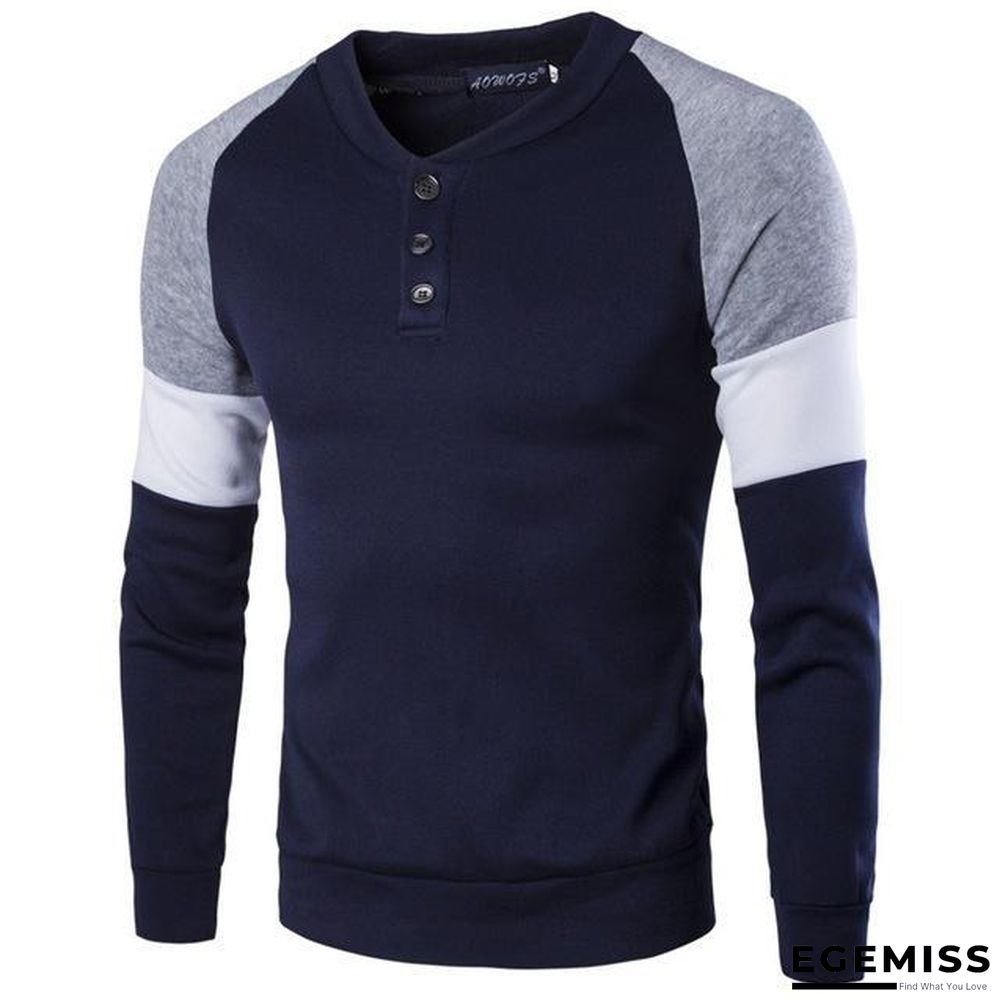 Men Long Sleeve Cotton Casual Solid Color Slim Fit Sweater Top | EGEMISS