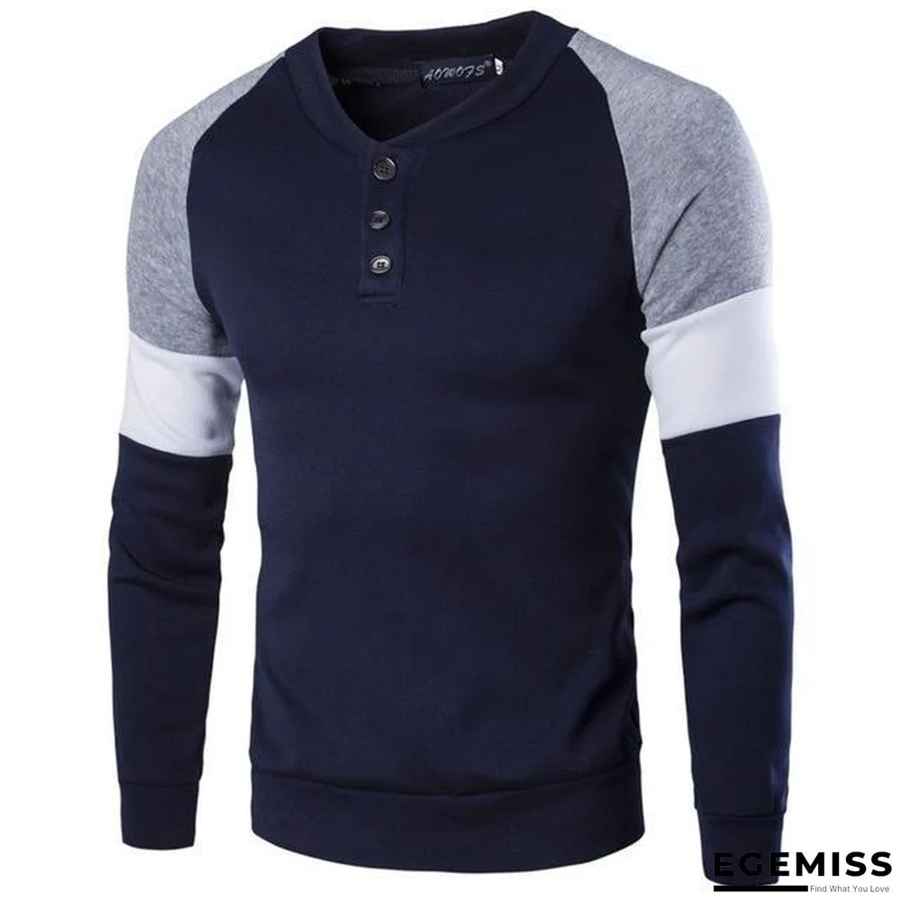 Men Long Sleeve Cotton Casual Solid Color Slim Fit Sweater Top | EGEMISS