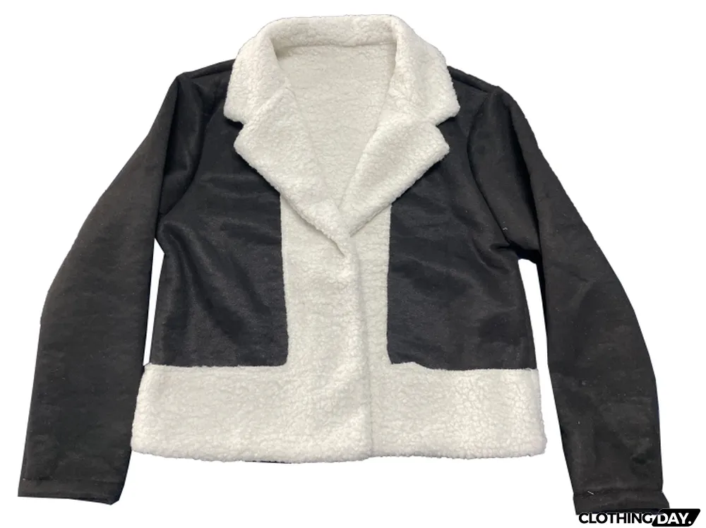 Winter Casual Black Contrast Sherpa Long Sleeve Jacket