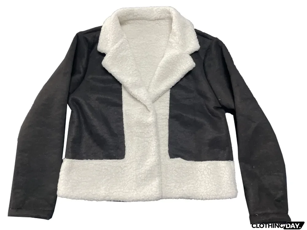 Winter Casual Black Contrast Sherpa Long Sleeve Jacket