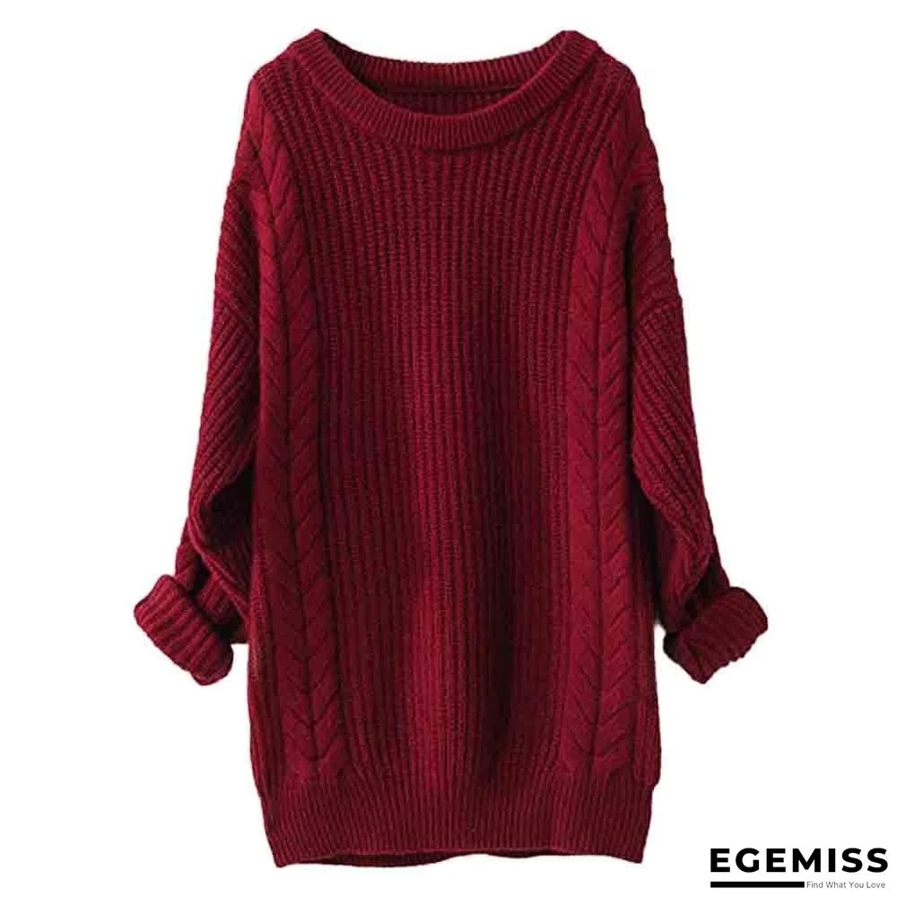 Big Collar Long Sleeve Hemp Pattern Pullover Sweater | EGEMISS