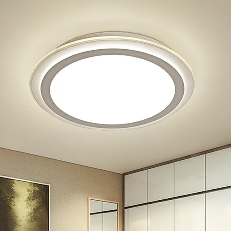 Nordic Acrylic Led Ceiling Light - White Disc Flush Mount Ideal For Office Spaces / 12.5&rsquo;
