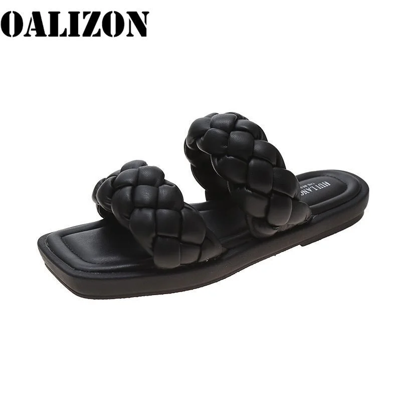 Lady Women Flip Flops Knitting Woven Slippers Shoes Woman Casual Flat Platform Open Toe Slides Mules Flats Sandal Slippers Shoes