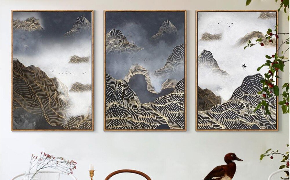 New lines of landscape abstract artistic Chinese painting decorative painting decorative painting