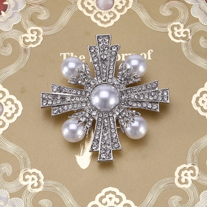 Pin Pearl Alloy Inlay Rhinestones Women’s Brooches