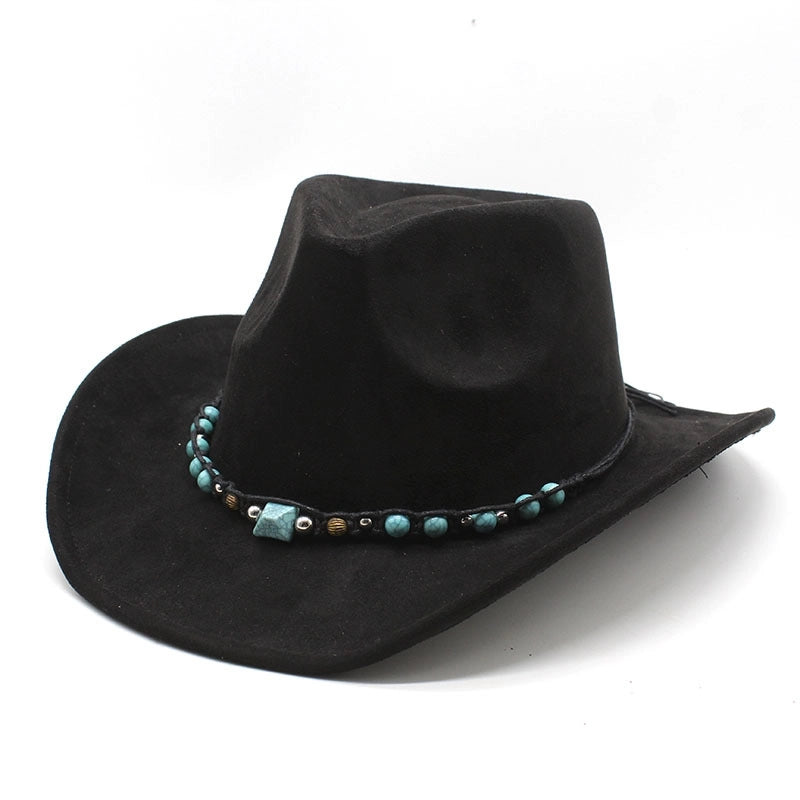 New Suede Ethnic Style Tibetan Western Cowboy Hat Top Hat Autumn And Winter Men’s And Women’s Felt Hat Curved Jazz Hat