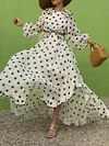 Empire Polka Dot Long Sleeves Maxi Dress