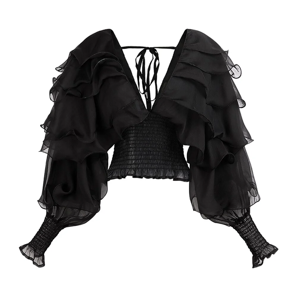 Toloer Toloer Loose Shirt For Women V Neck Long Sleeve Fold Pleated Slim Solid Blouses Female Fashion Spring Clothing Style New 1127-1-Outfit Ideas