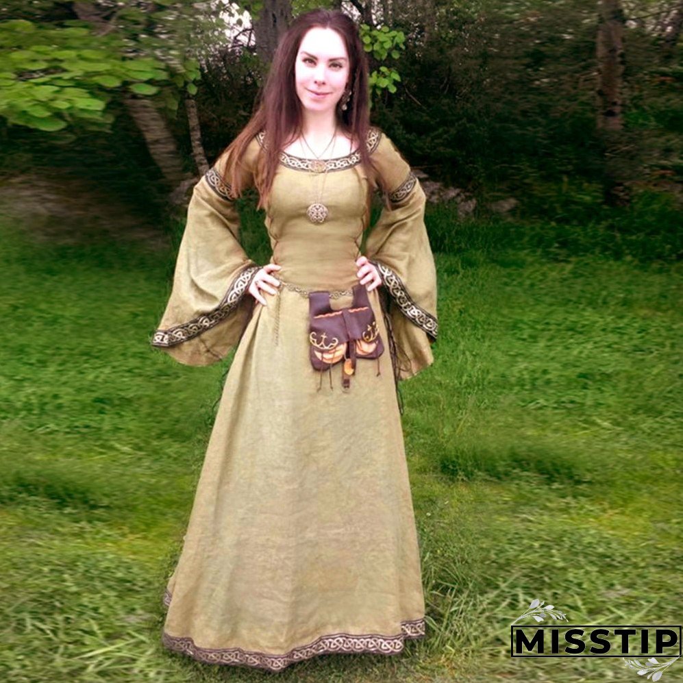 Women's Classic Medieval Long-sleeved Round Neck Dress Dresses
