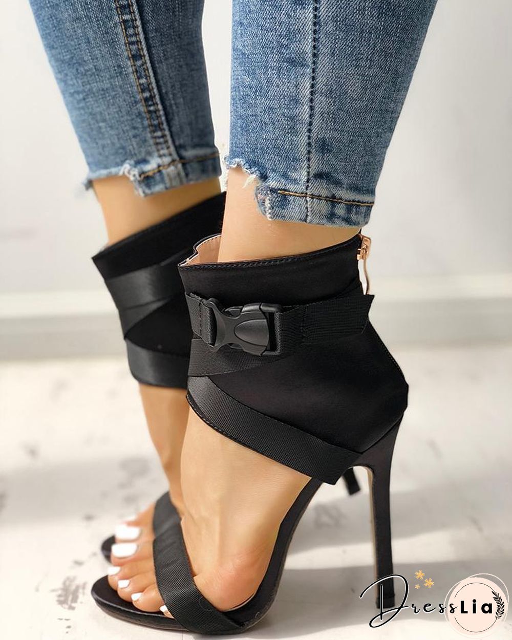 Splicing Bandage Peep-toe High Heeled Sandals