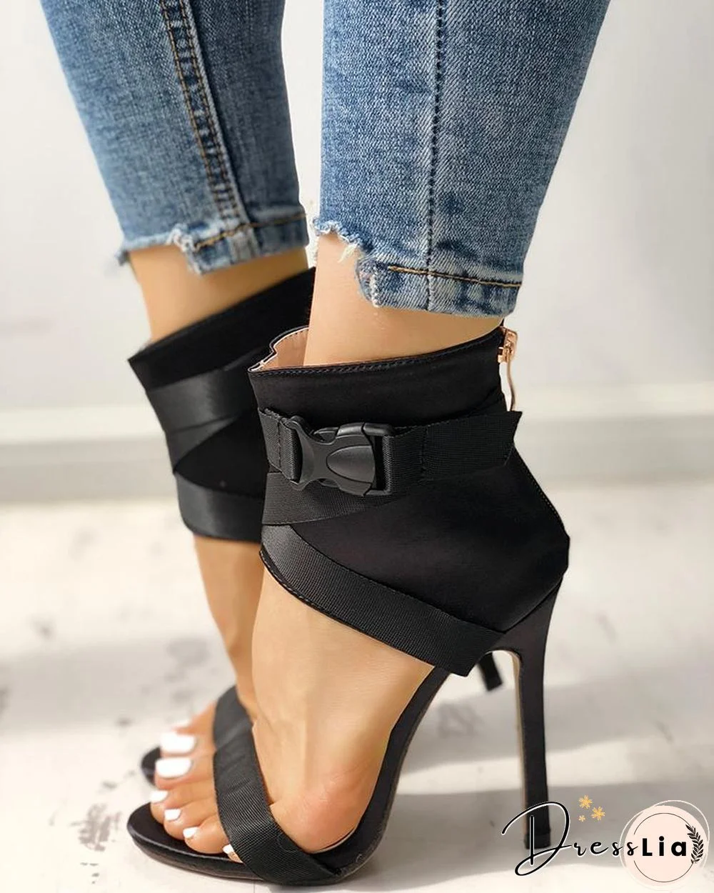 Splicing Bandage Peep-toe High Heeled Sandals