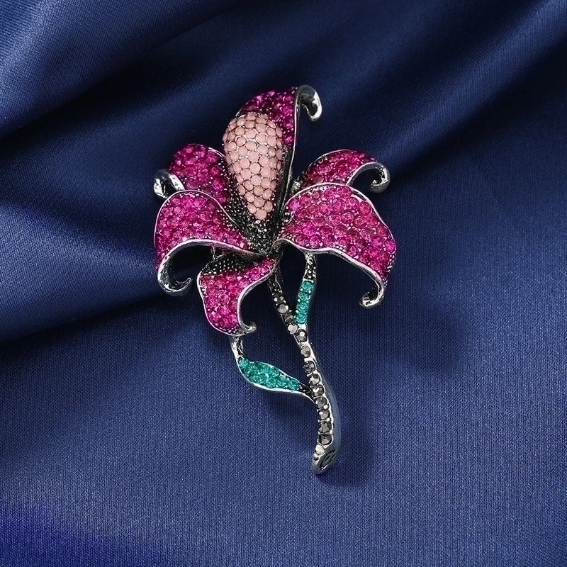 Minimalist Pin Flower Alloy Inlay Rhinestones Women’S Brooches