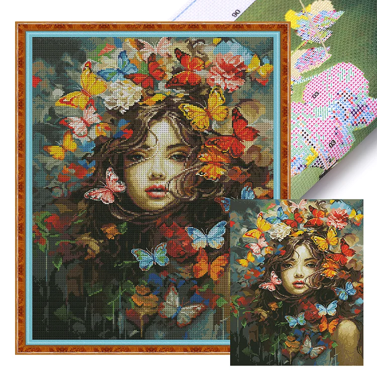 Joy Sunday-Butterfly Beauty (41*53cm) 14CT Stamped Cross Stitch gbfke