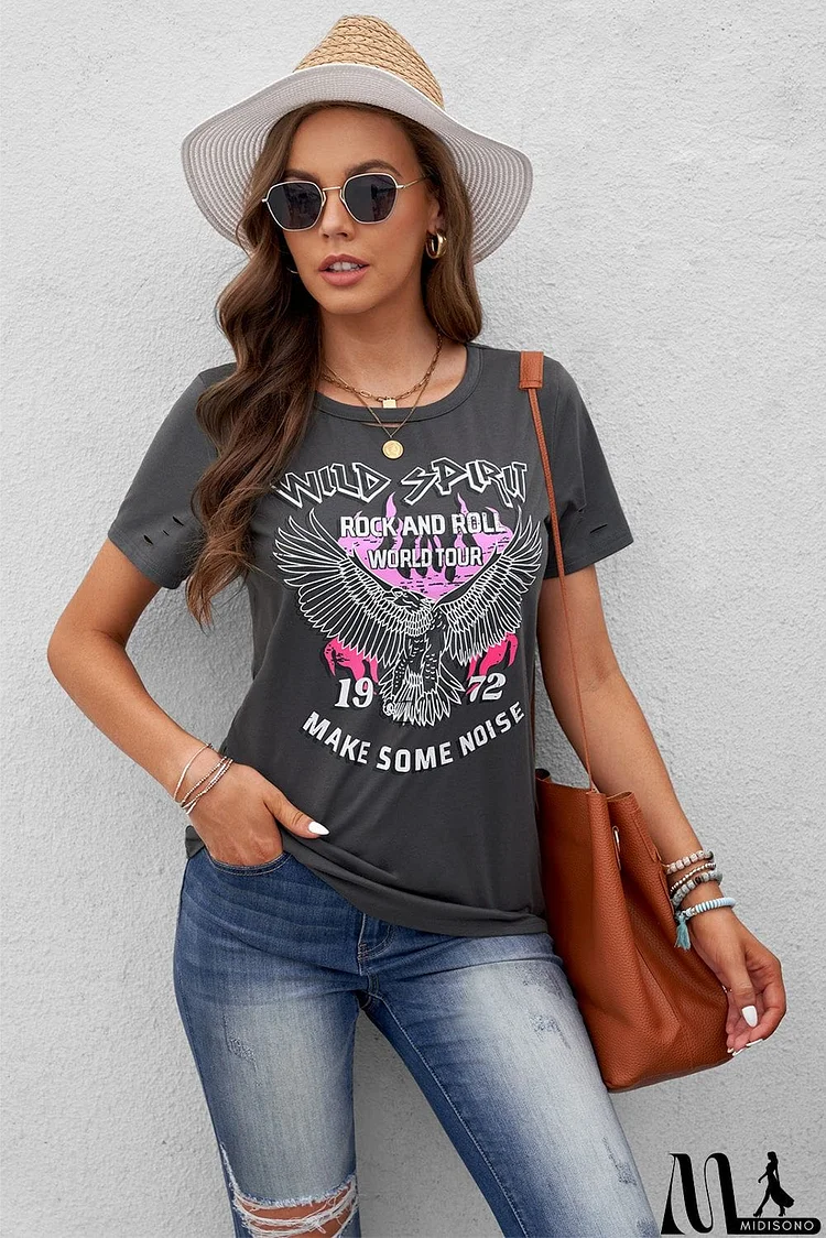 WILD SPIRIT ROCK AND ROLL Distressed Tee