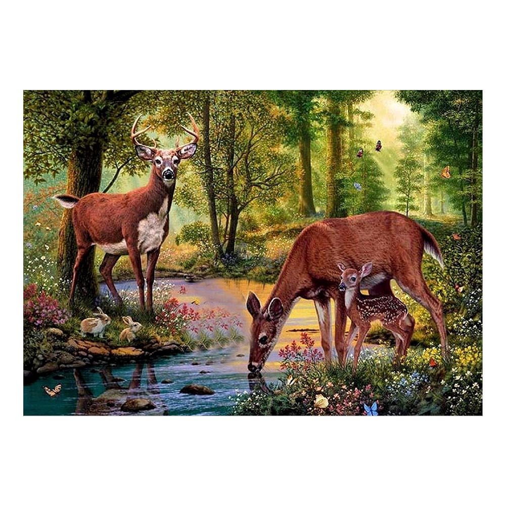 Diamond Painting - Round Drill - Partial Drill - Wild Deer(40*30cm)