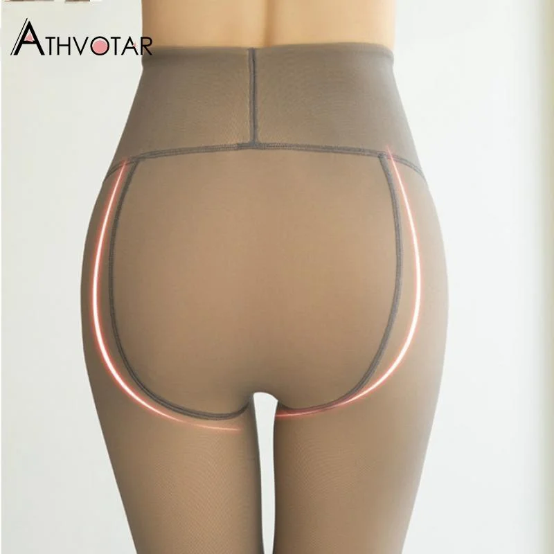 ATHVOTAR Winter Warm Leggings Women Velvet Thick High Waist Leggins Elastic Push Up Casual Leggings Women