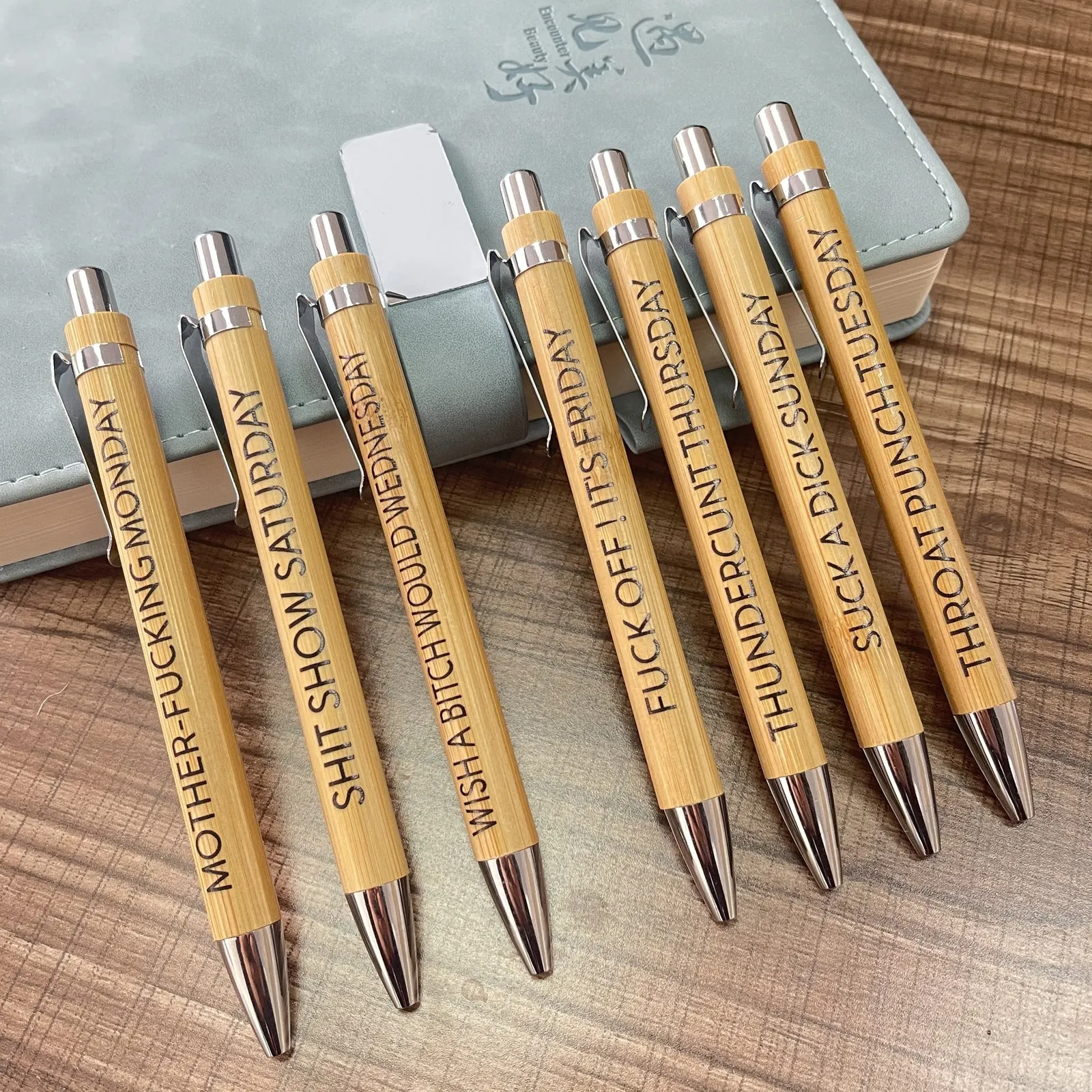 Inscribed Pens Ultimate Set of Engraved Pens for Sarcastic Souls(1 Set of 7 Pcs)