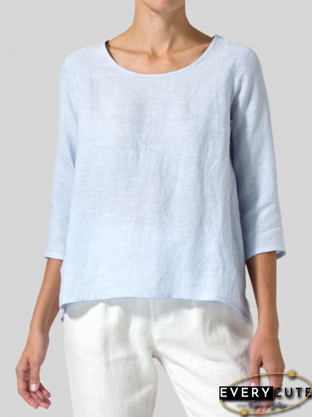 Women Casual 3/4 Sleeve Loose Tops Blouse Shirt