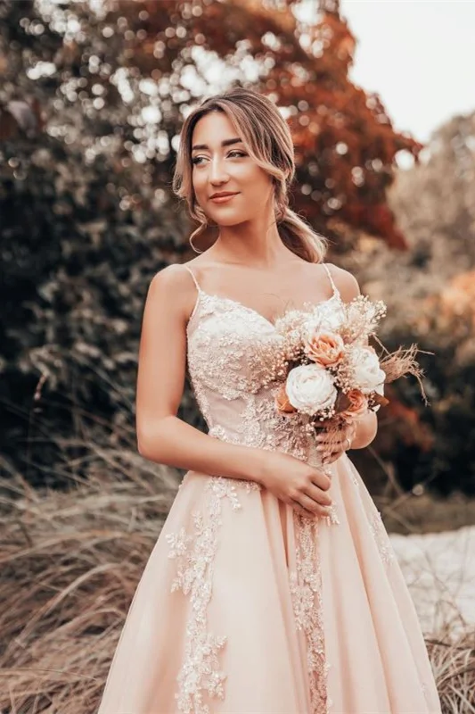 Spaghetti Straps Tulle Lace Wedding Dress