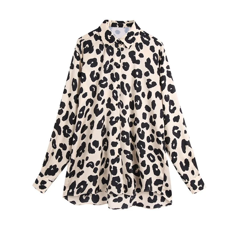 Jangj Snian leopard print blouse long sleeve office ladies shirts za autumn spring blusas mujer de moda 2020 femme chandails za tops