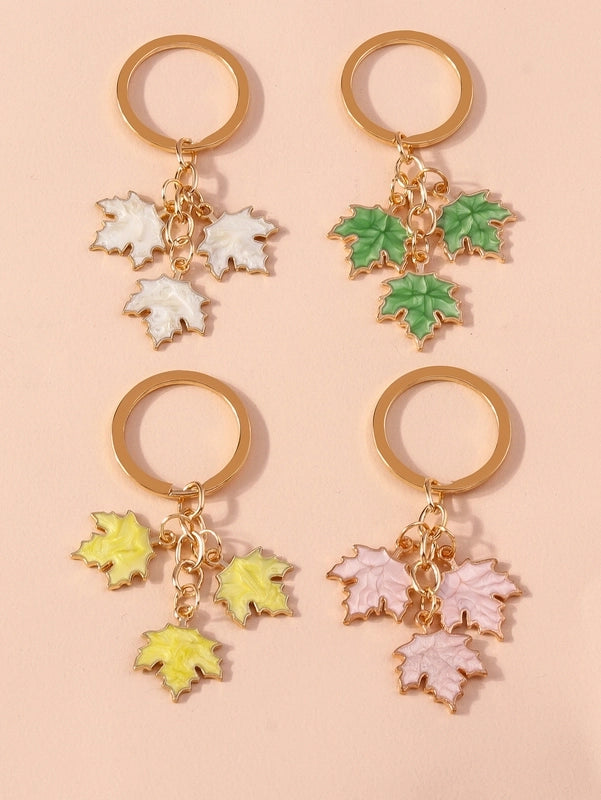 IG Style Ginkgo Leaf Alloy Enamel Bag Pendant Keychain